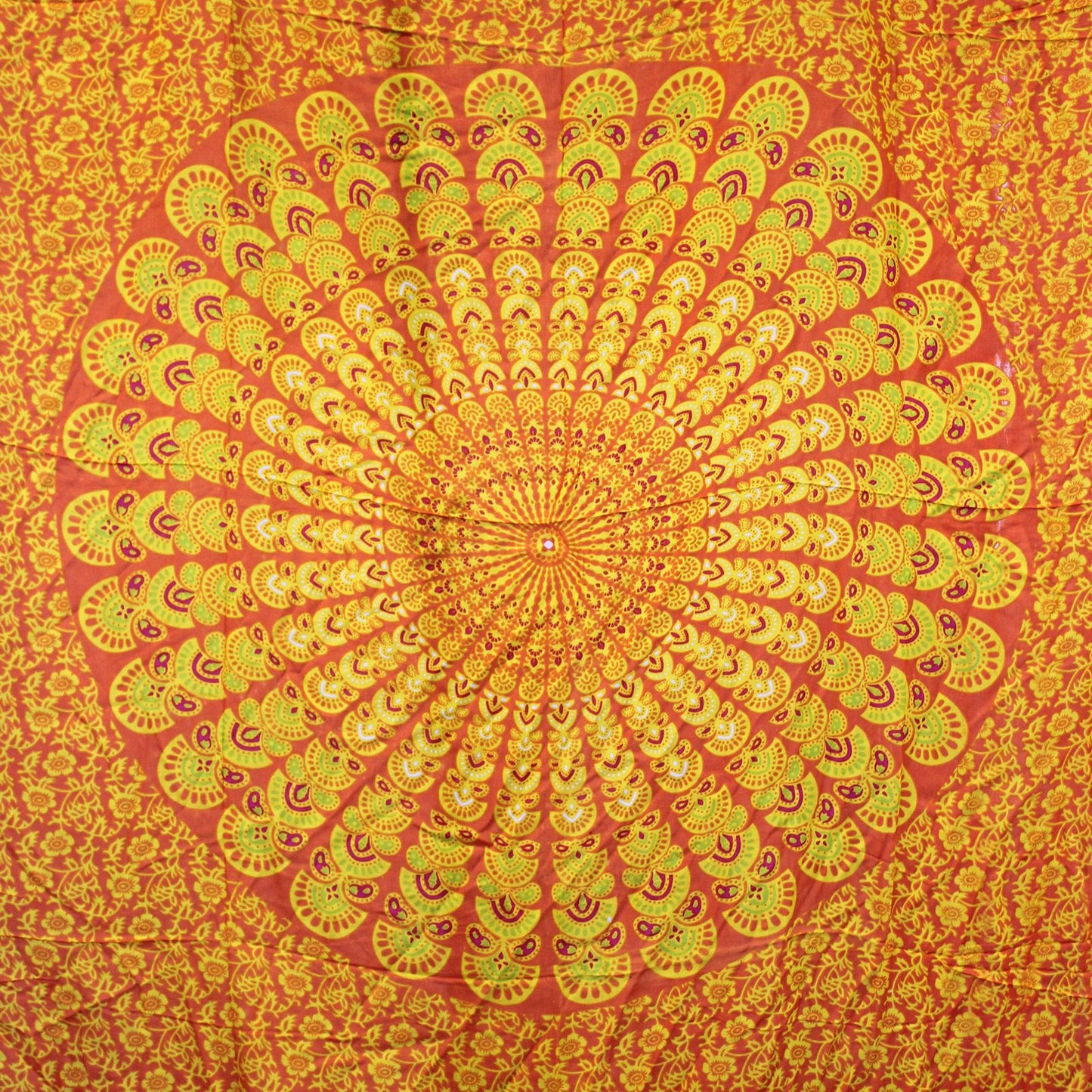 Bali Mandala Sarong / Scarf - Lime / Orange