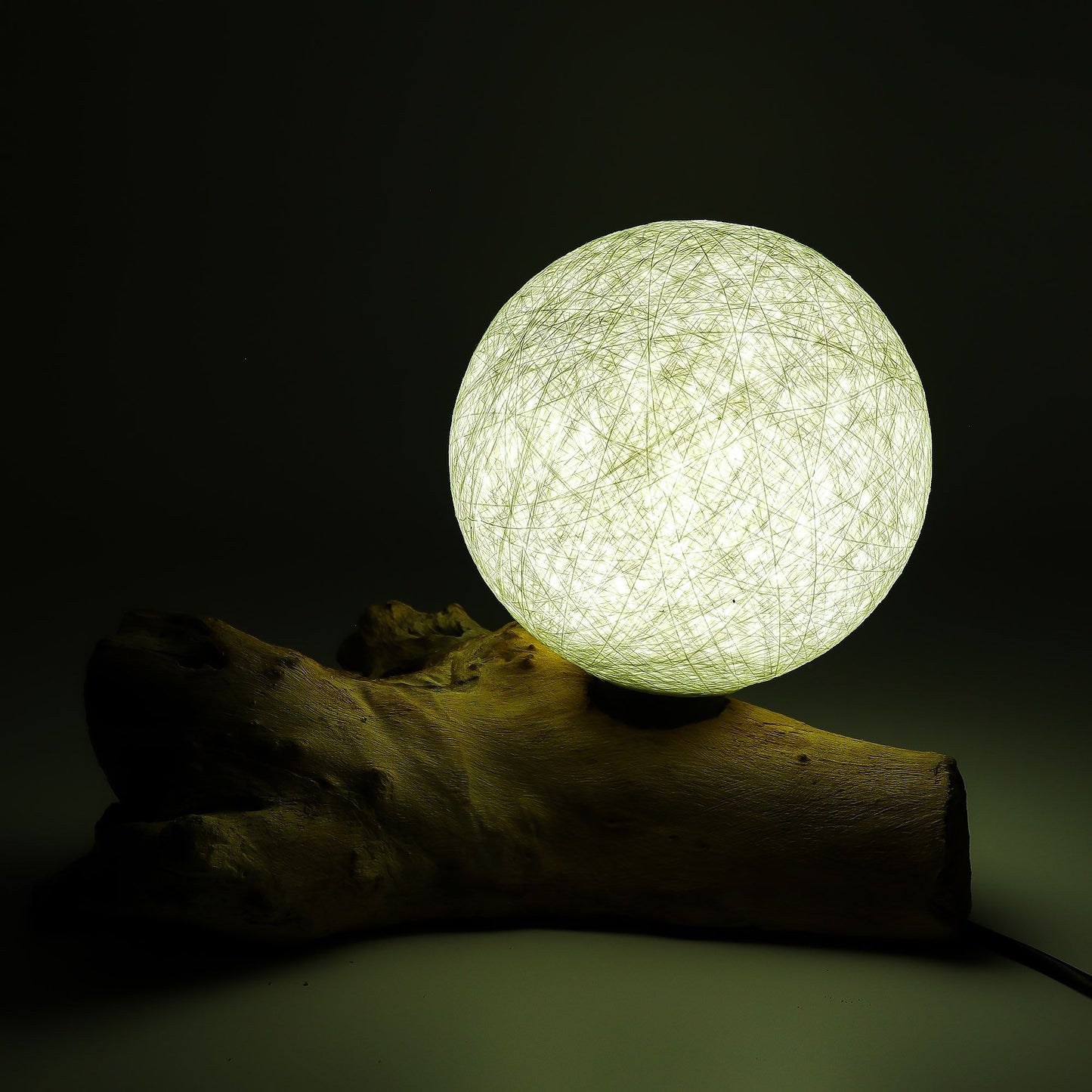 Natural Driftwood LED Glow Lamp - Cotton Ivory Luna Shade