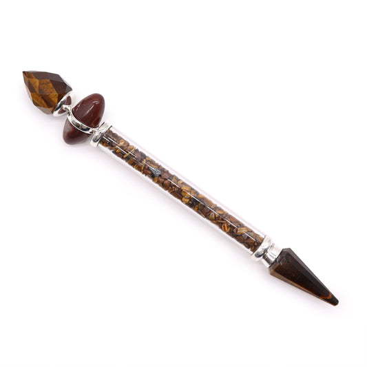 Shiva Lingam Magic Healing Wand Wand - Tigers Eye Gemstones / Confidence