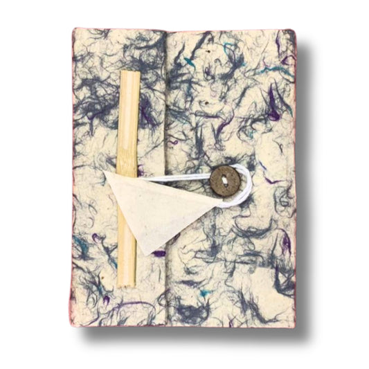 A5 Eco-Friendly Lokta Paper Notebook inc Bookmark - Mixed Blue Cotton