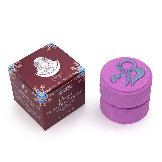 2 x Fragranced Zodiac Horoscope Bath Bomb Fizzers  - Tree Agate and Oud Fragrance / Virgo