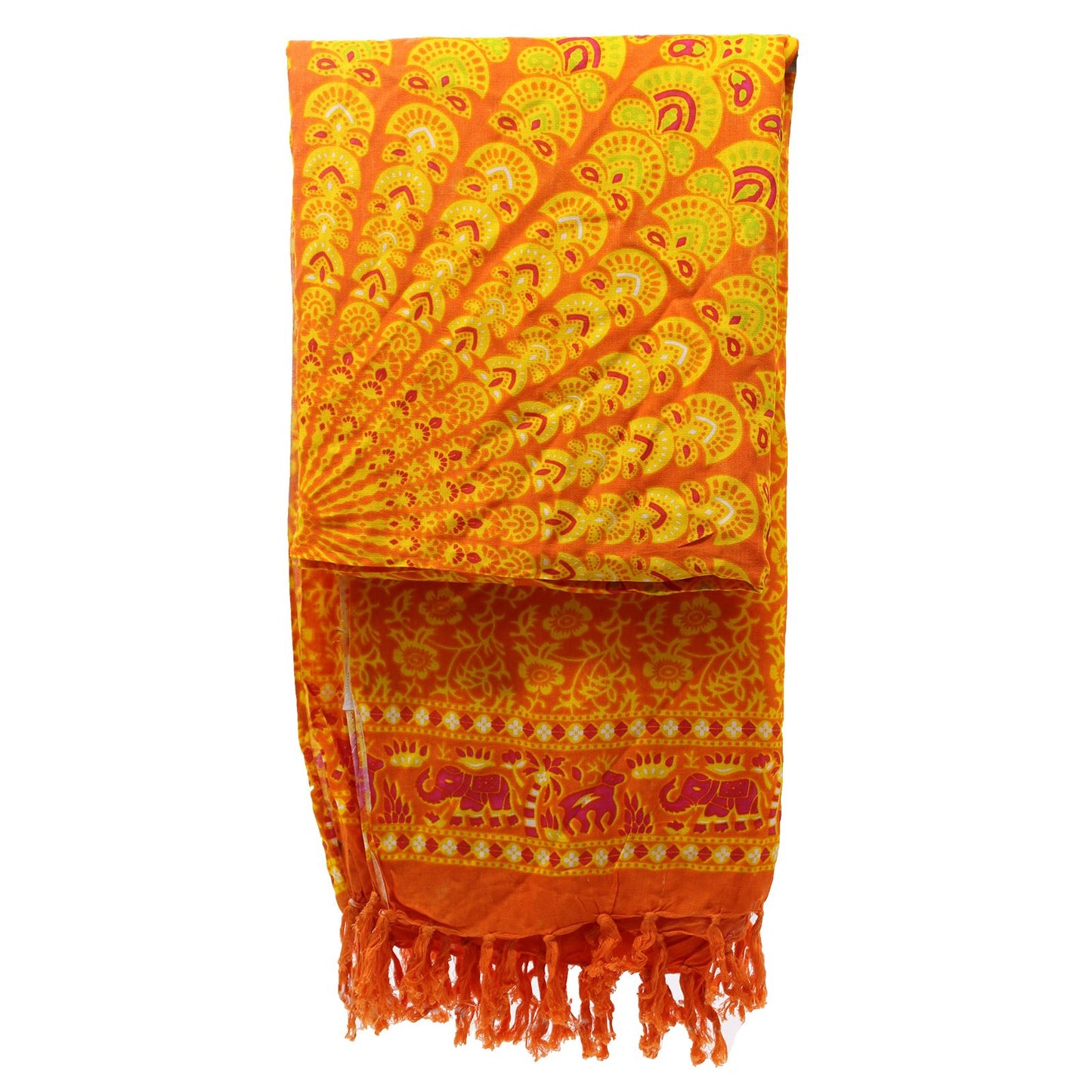 Bali Mandala Sarong / Scarf - Lime / Orange