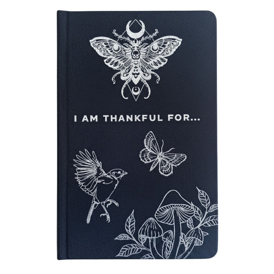 A5 Gratitude Journal with Silver Lining - Black / I am Thankful For