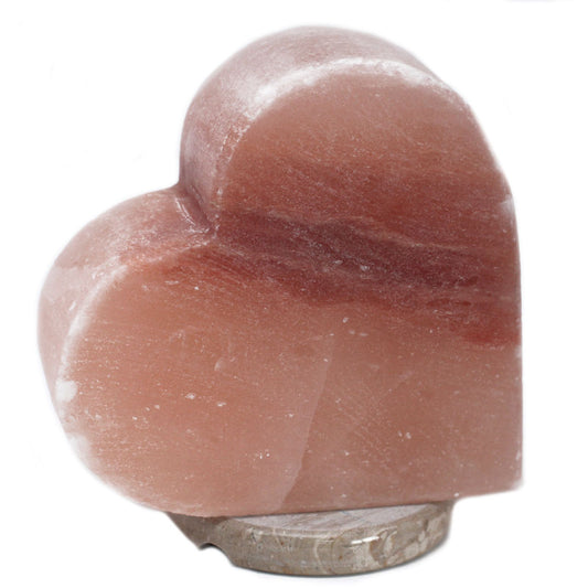 Hand Carved 240v Hand Carved Himalayan Salt Crystal Lamp with Base - Natural / Heart / 3.5Kg - 4Kg