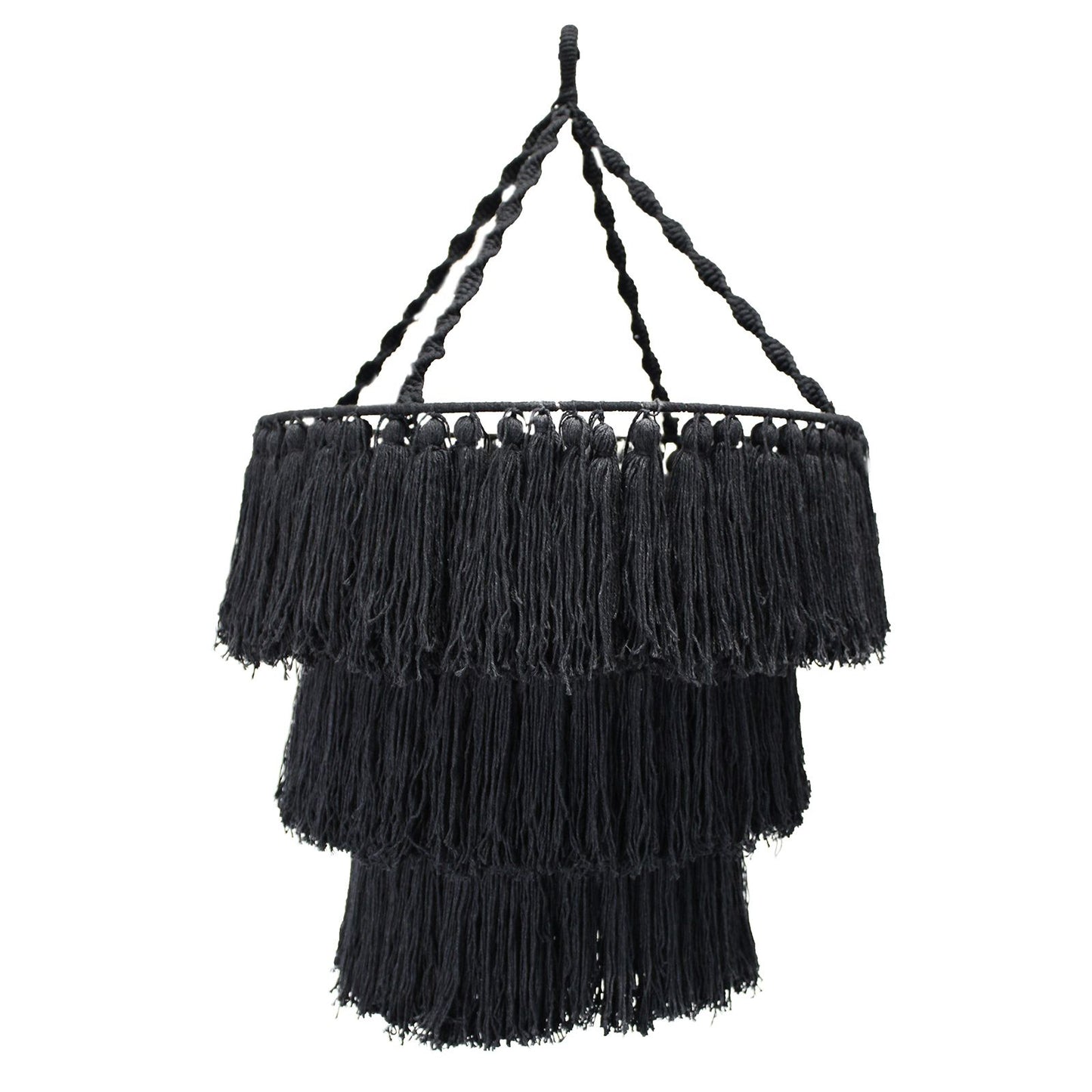 Handcrafted Macrame Soft Cotton Chandelier - Black