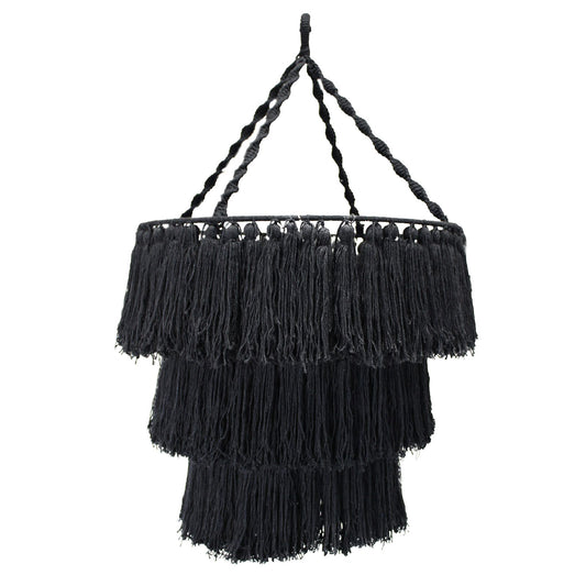 Handcrafted Macrame Soft Cotton Chandelier - Black