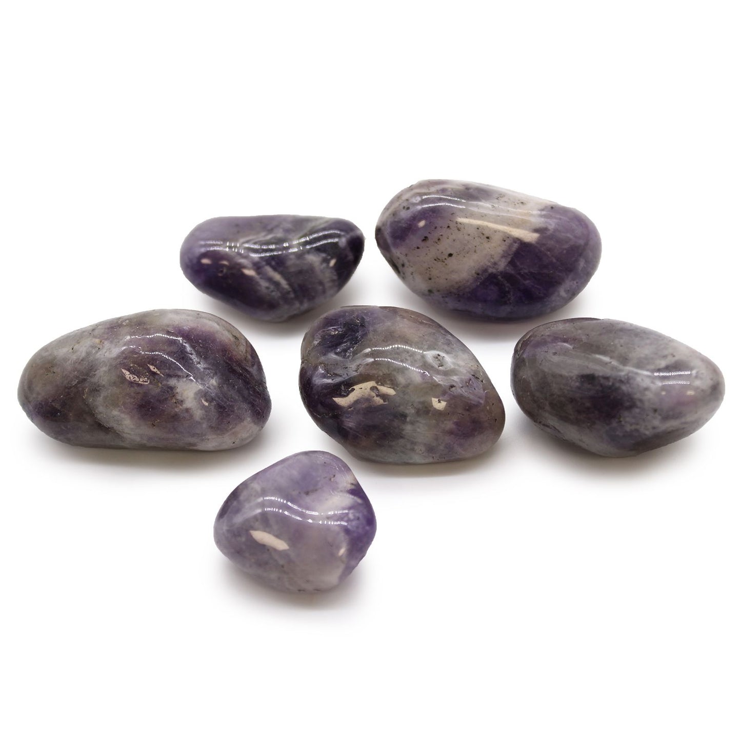 6 x Polished Natural Tumble Stones - Amethyst