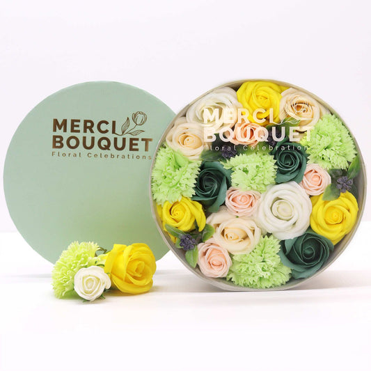 Luxury Soap Flowers - Round / Yellows and Greens