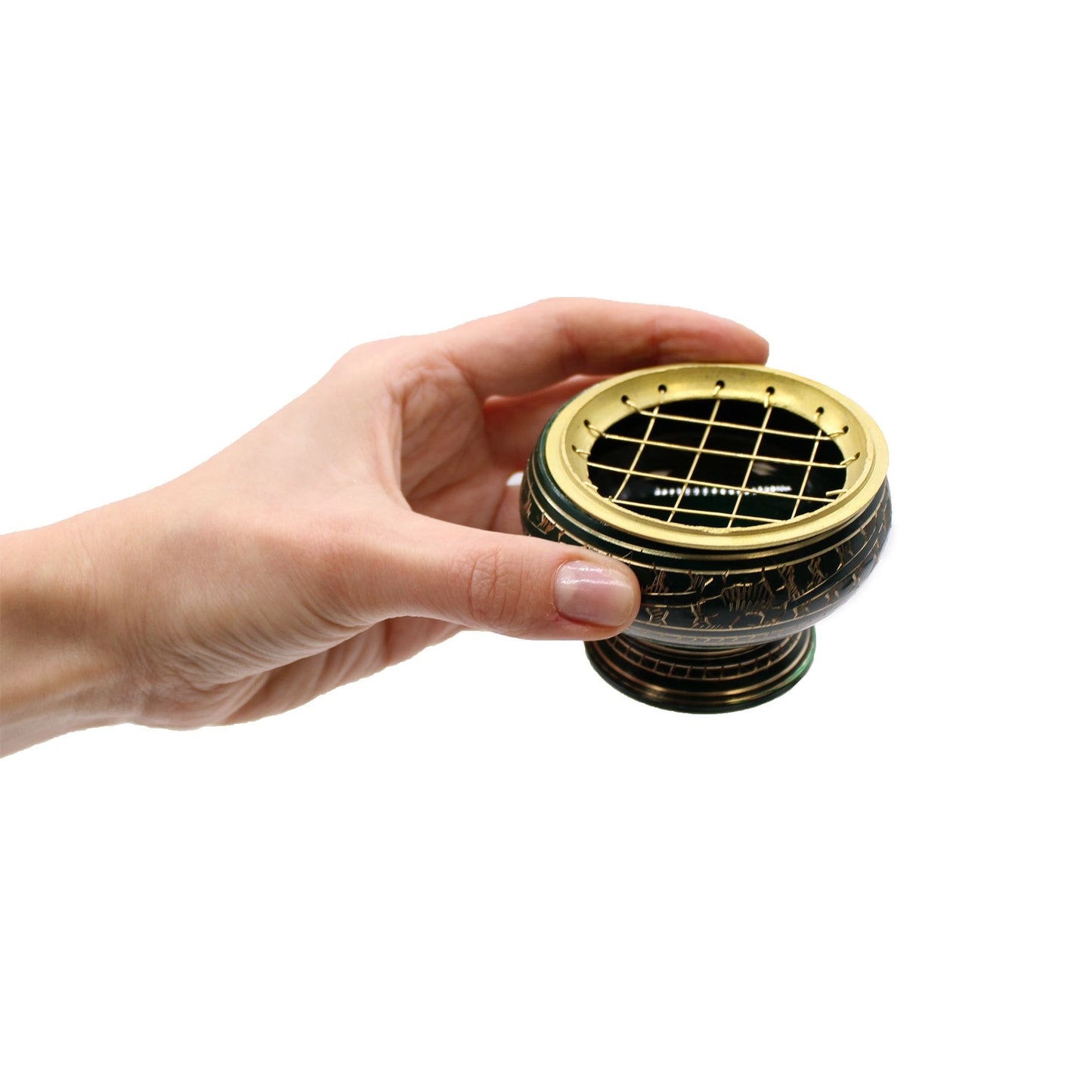 Tall Handmade Brass Charcoal Burner Jar - Solar Plexus Chakra