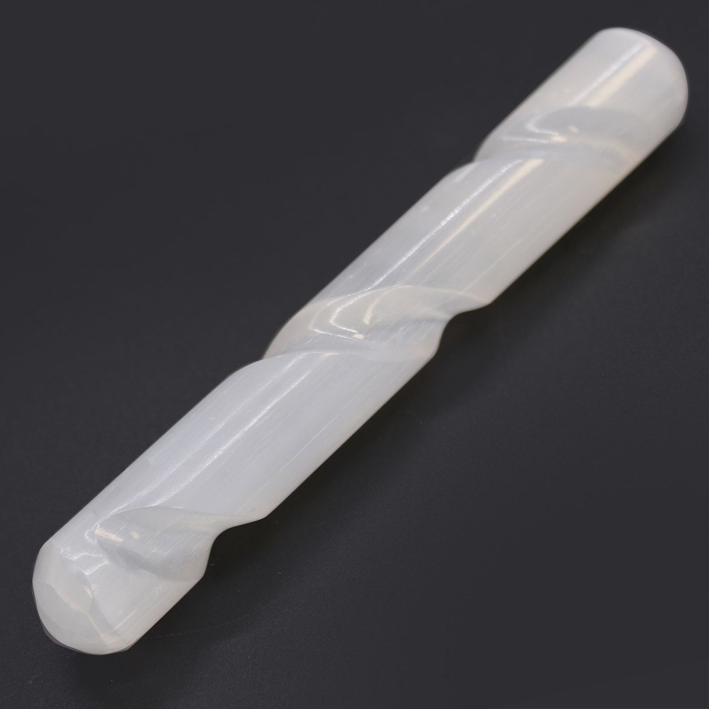 Rounded End Selenite Spiral Healing Wand