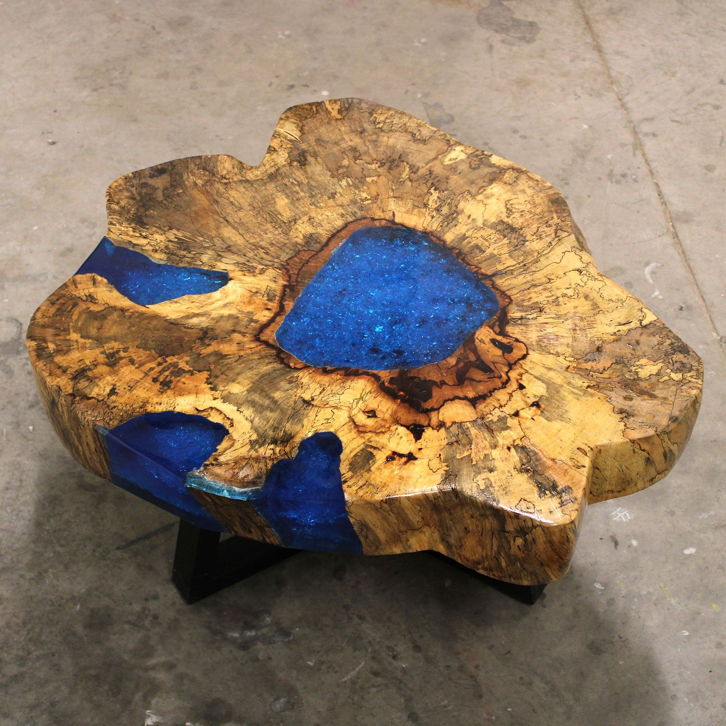Tamarind and Resin Unique Coffee Table - Sky Blue