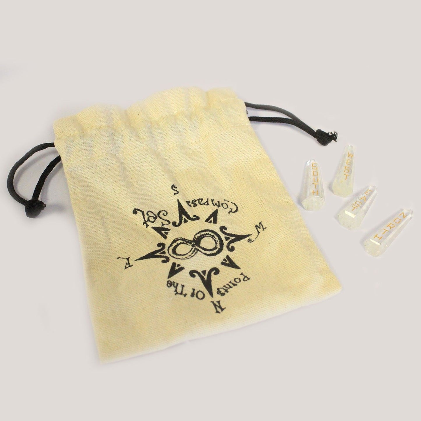 Geometric Points of the Compass Quartz Gemstone Set