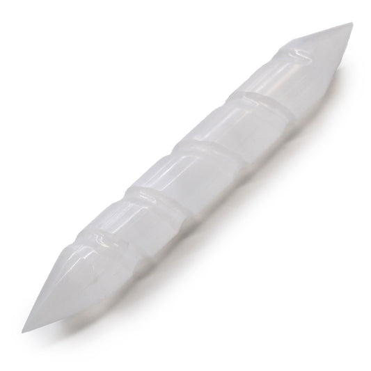Pointed End Selenite Spiral Healing Wand