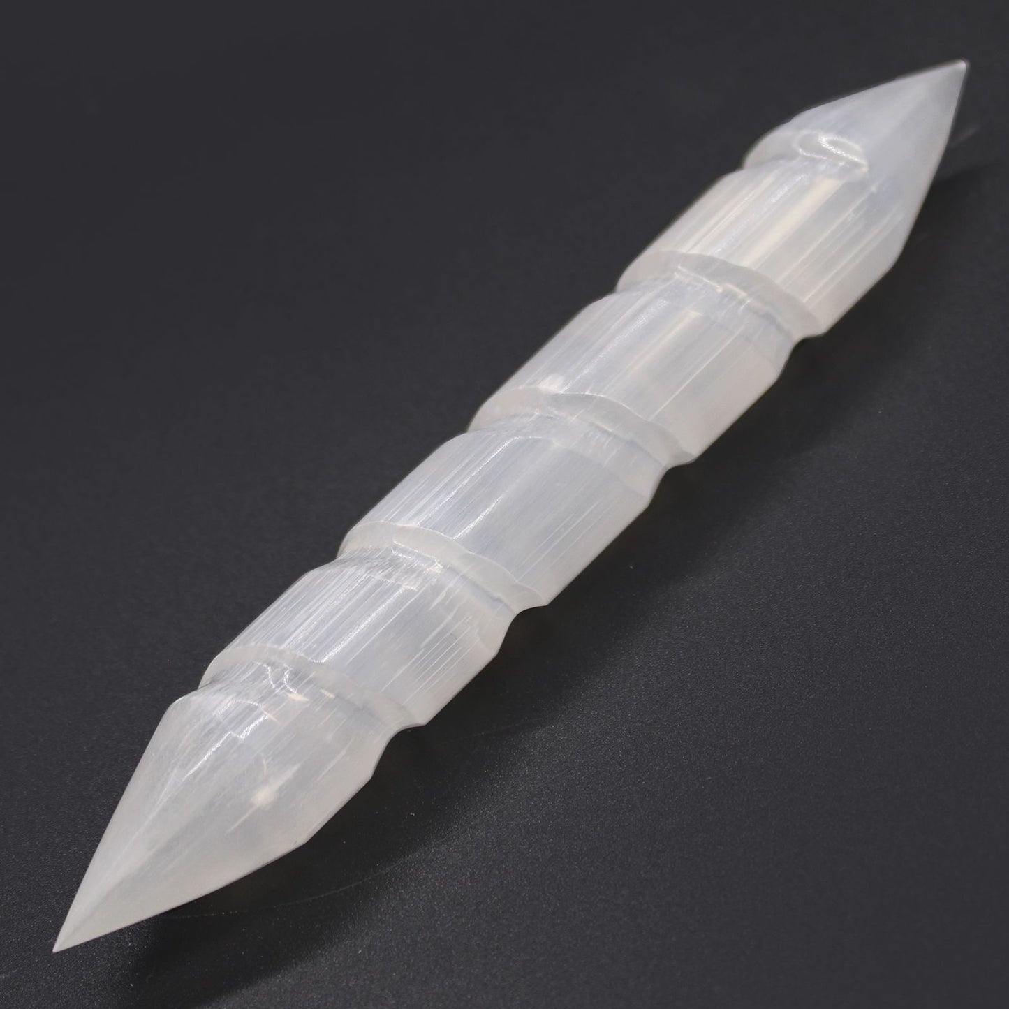 Pointed End Selenite Spiral Healing Wand