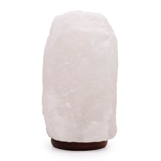 Hand Carved 240v Himalayan Salt Crystal Lamp with Base - White and Natural / 8Kg - 10Kg