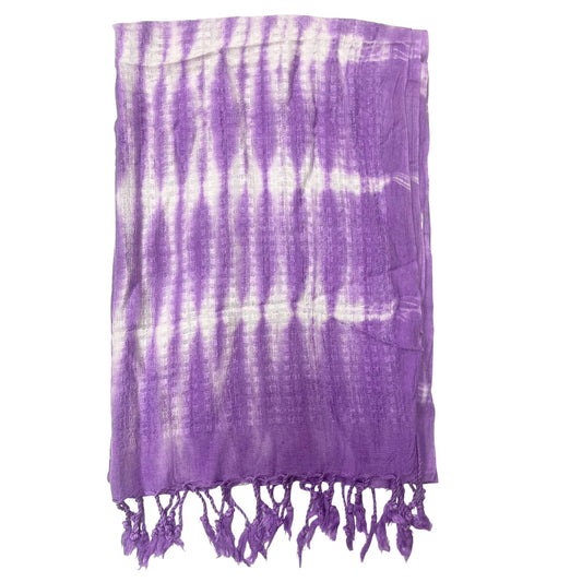 Boho Java Art Scarf / Shawl - Lavender and White Stripes