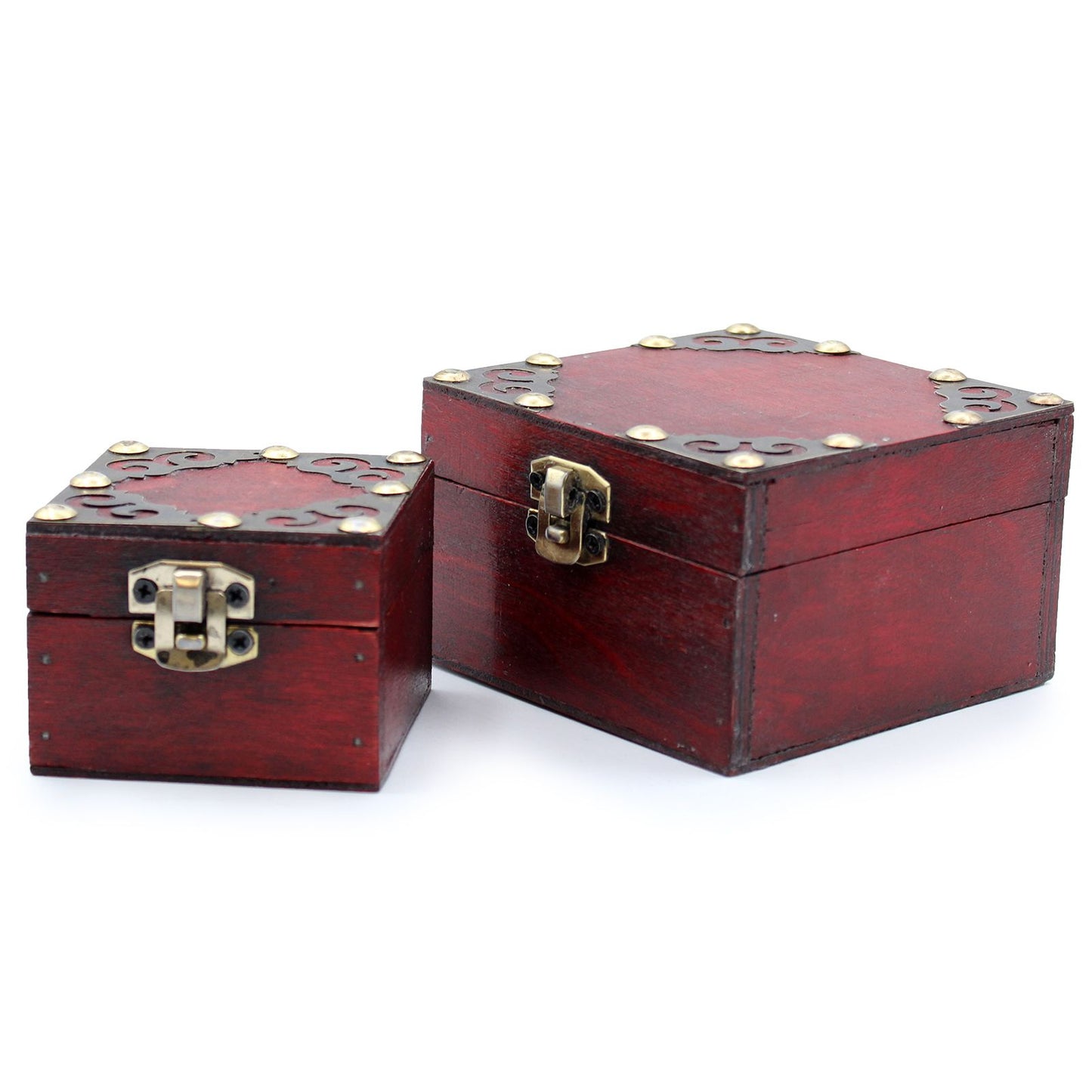 Set of 2 Decorative Vintage Style Storage Boxes - Square / Gothic