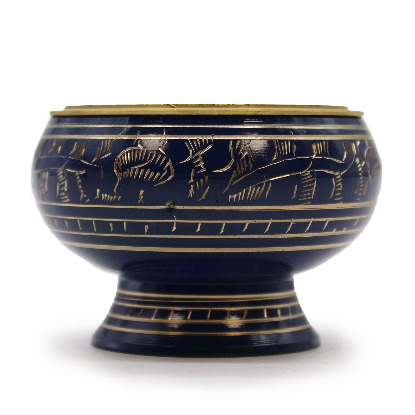 Tall Handmade Brass Charcoal Burner Jar - Throat Chakra