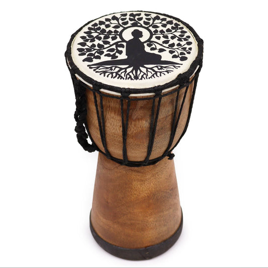13cm Wide Top Djembe Drum - Buddha