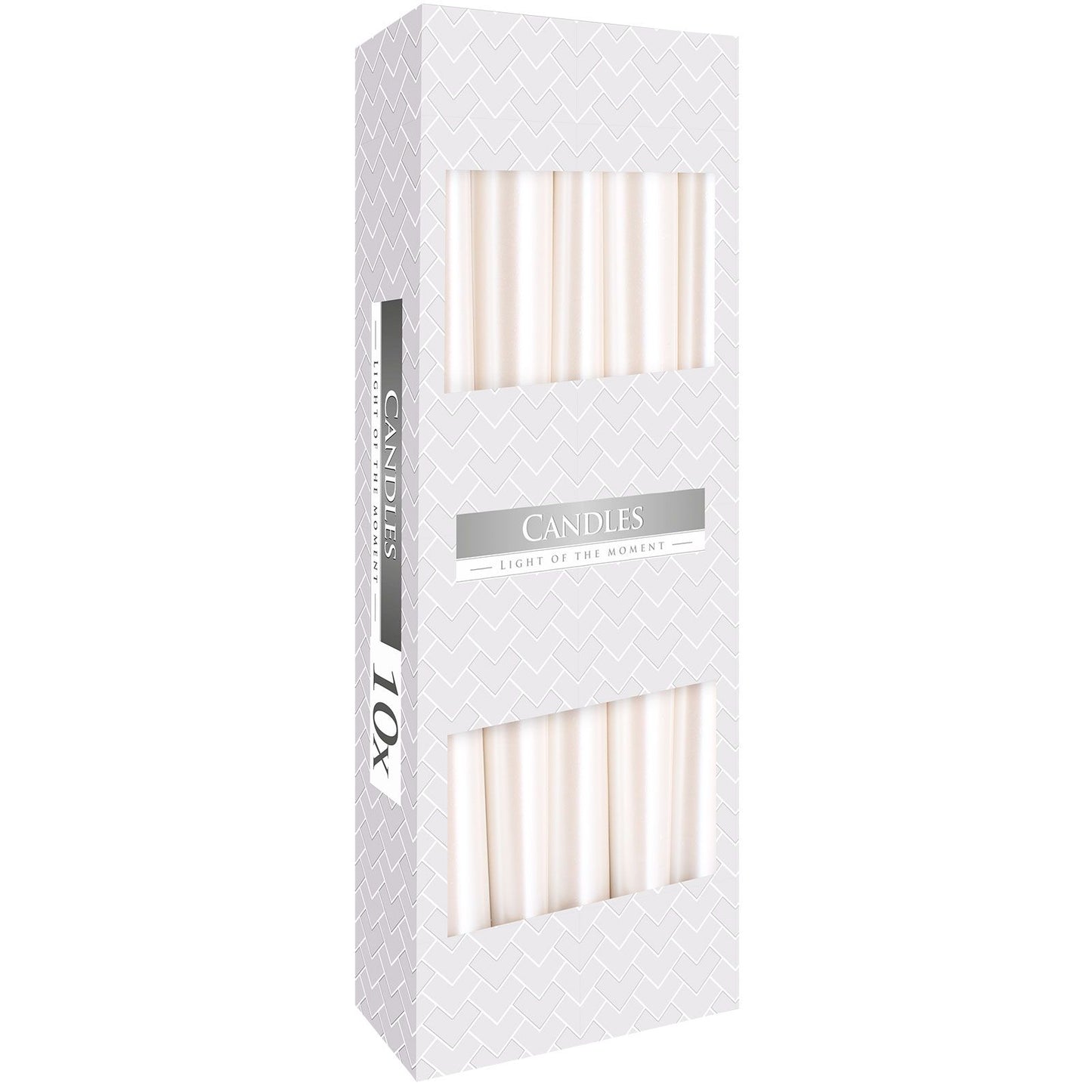 Pack of 10 Unscented Taper Candles - Pearl