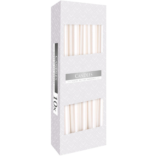 Pack of 10 Unscented Taper Candles - Pearl