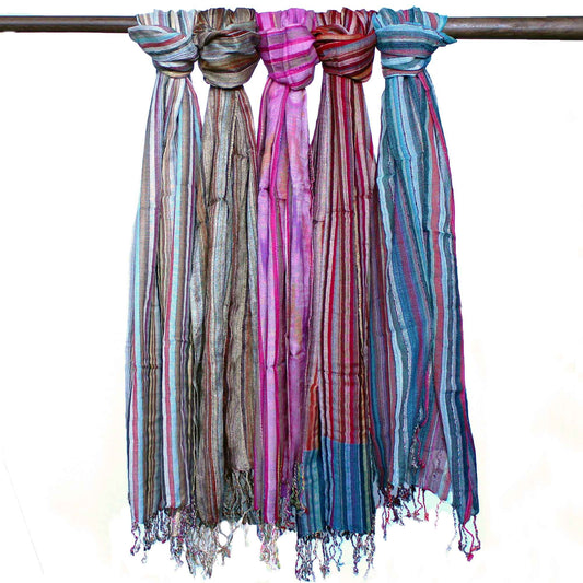 56cm Wide 100% Cotton Indian Boho Scarves - Random Blues