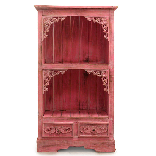 Hand Painted Albasia Wooden Bathroom Cabinet - Pinkwash
