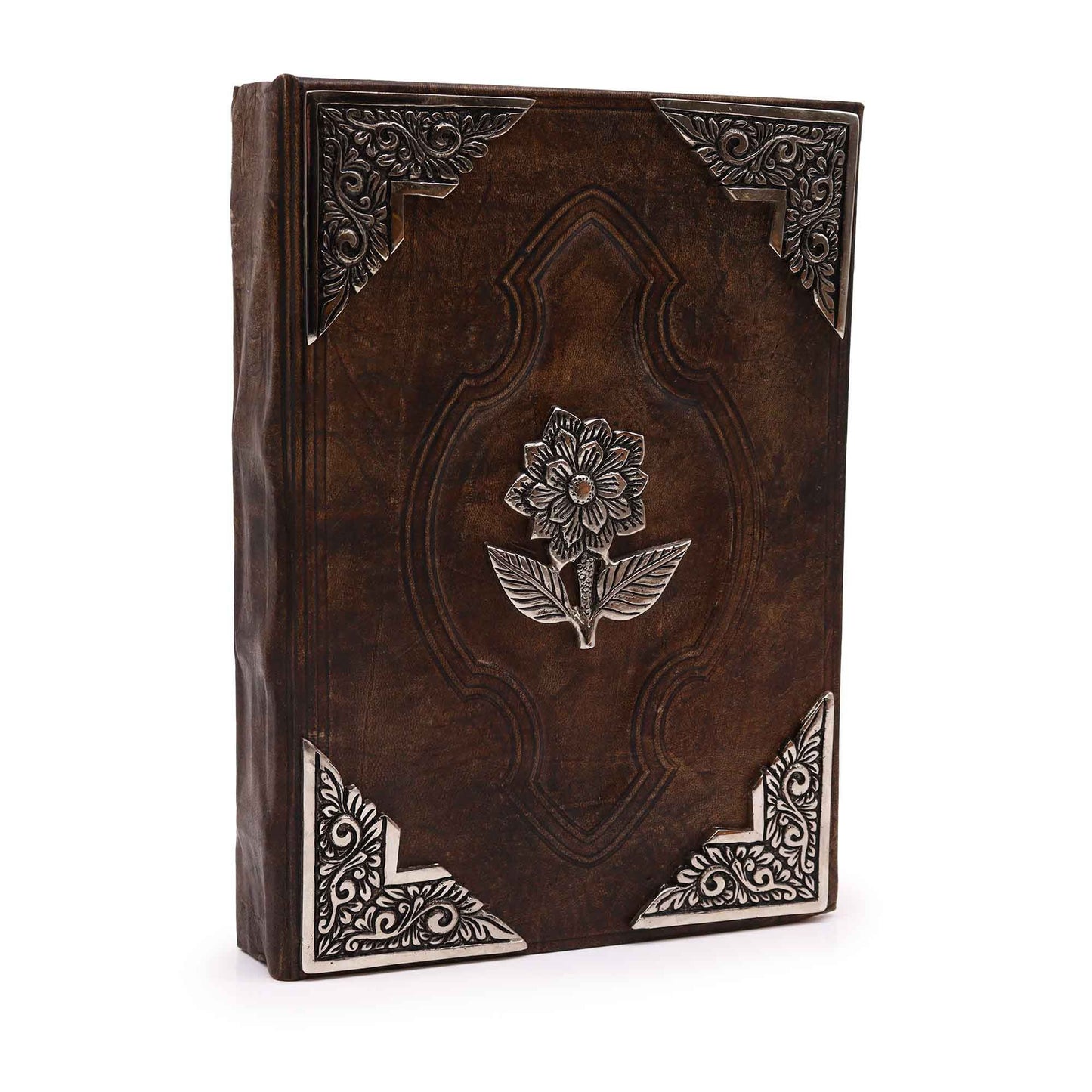 Handmade Leather-Bound Eco-Friendly Deckle Edged Journal - Extra Large / Brown / Zinc Rose