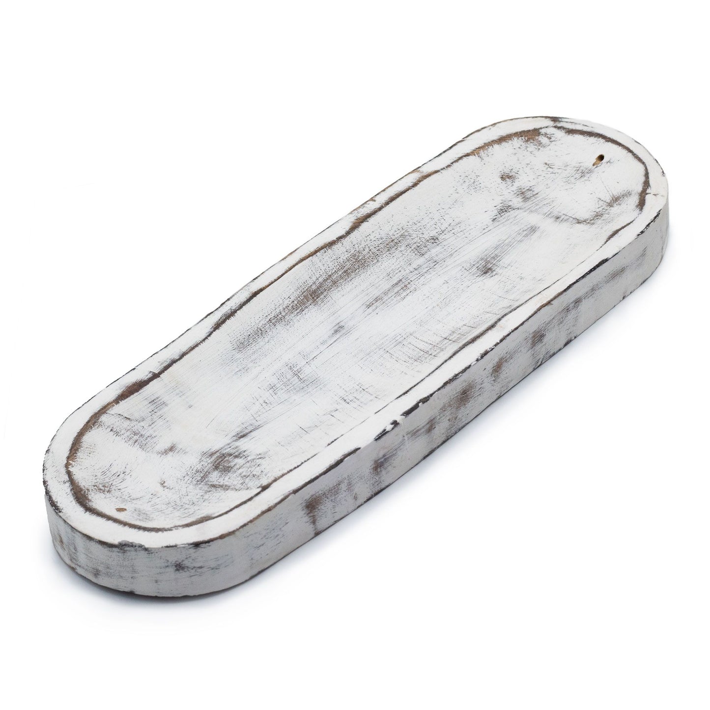 Mango Wood Dual Incense Tray - Classic Whitewash
