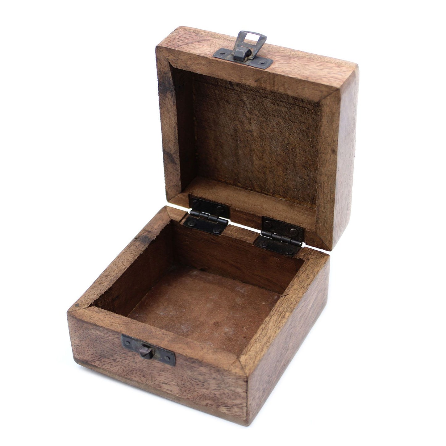 Hand Carved Mango Wood Vintage Style Keepsake Box - Medium / Whitewash / Aztec Design