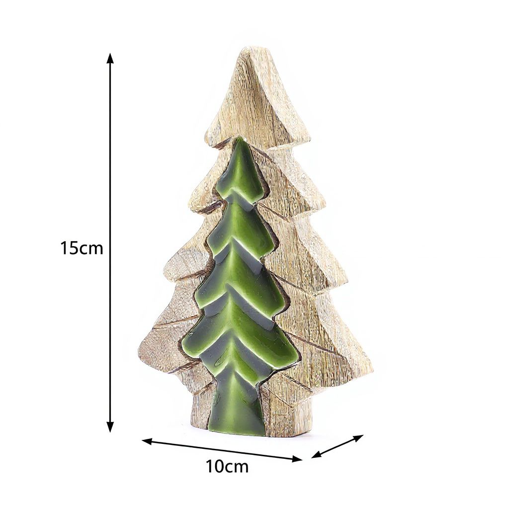 Handcrafted Enamel Wooden 3D Tree Decoration - Single Christmas Tree