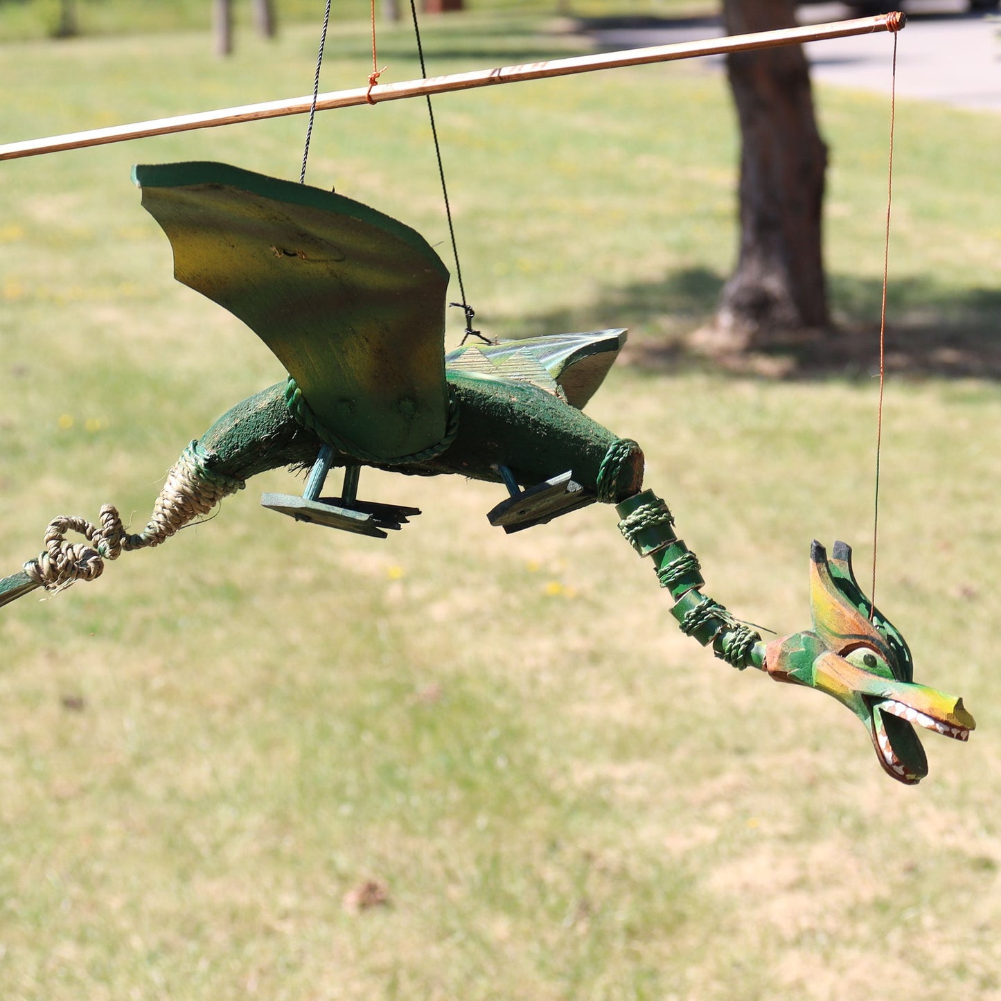 Handcrafted Coconut Dragon Mobile - Green