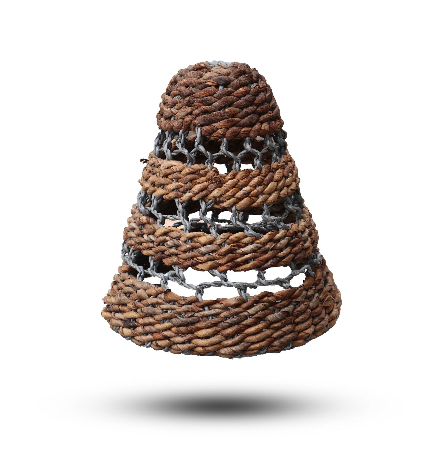 Set of 3 Handcrafted Banana Leaf and Abu - Abu Raffia Lamp Shades - Natural