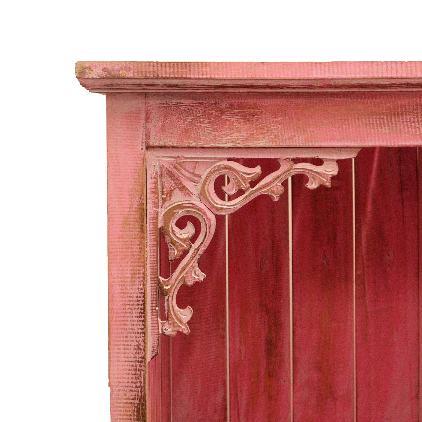 Hand Painted Albasia Wooden Bathroom Cabinet - Pinkwash