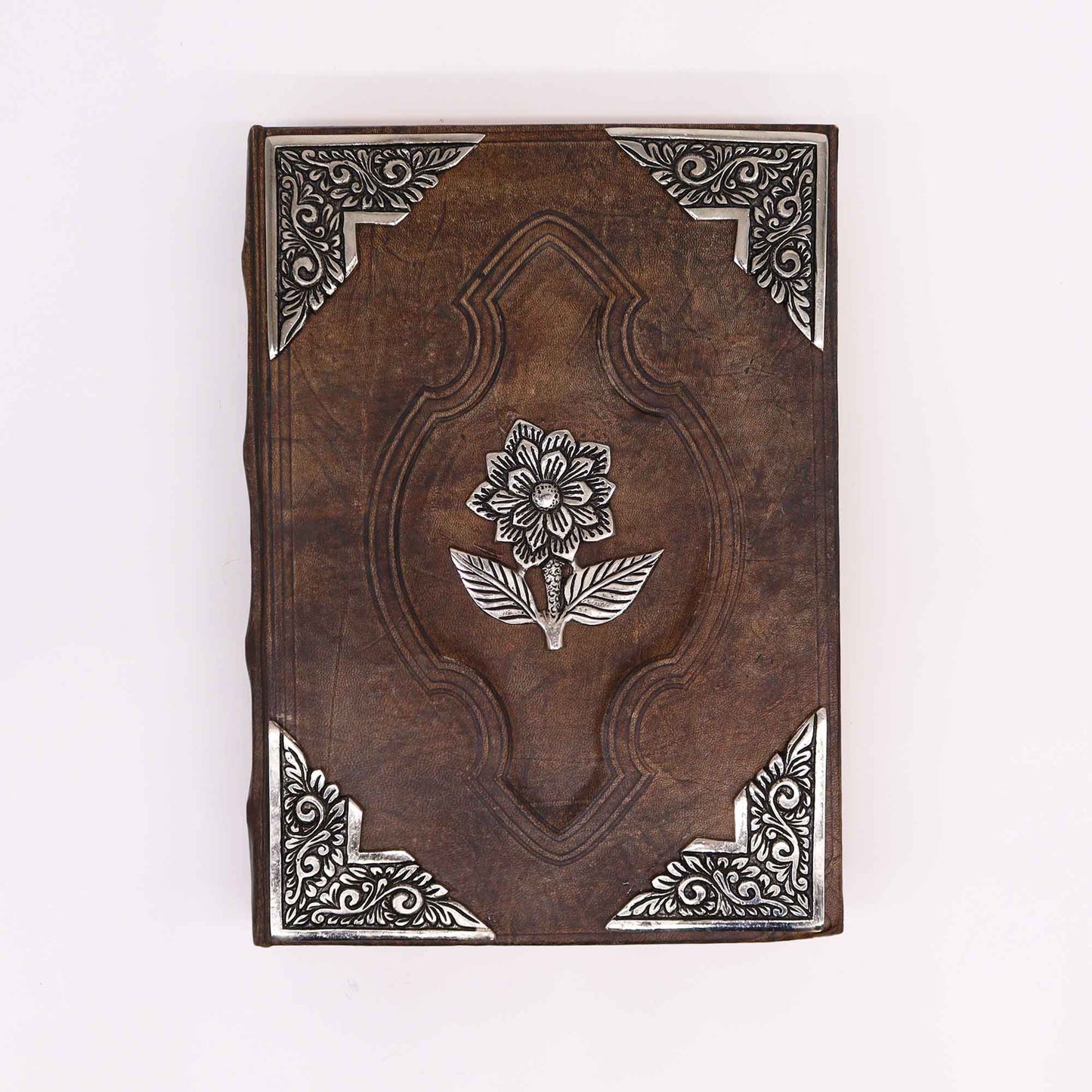 Handmade Leather-Bound Eco-Friendly Deckle Edged Journal - Extra Large / Brown / Zinc Rose