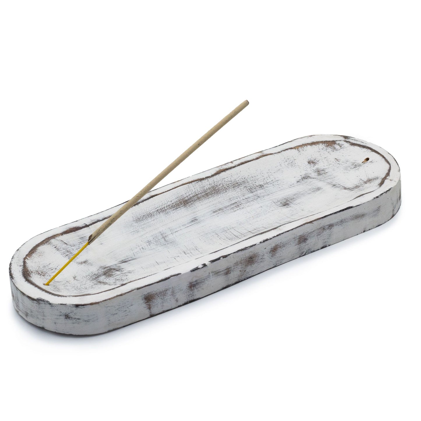 Mango Wood Dual Incense Tray - Classic Whitewash
