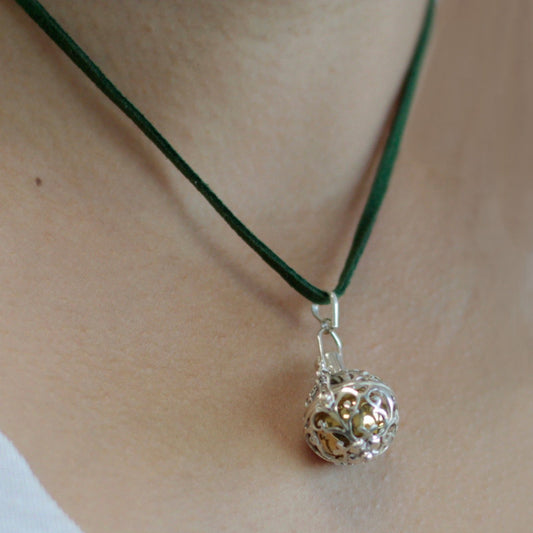 Handmade 925 Silver Angel Bell Pendant Necklace - 18mm / Romance