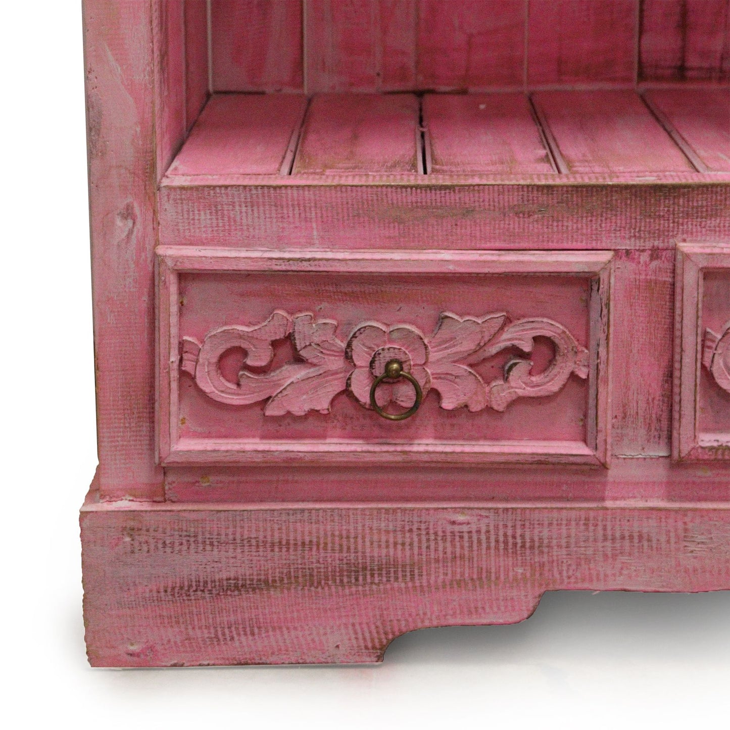 Hand Painted Albasia Wooden Bathroom Cabinet - Pinkwash