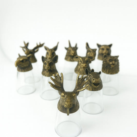 Set of 12 x 25ml Mystical Forest Creatures Glasses - Antique Bronze