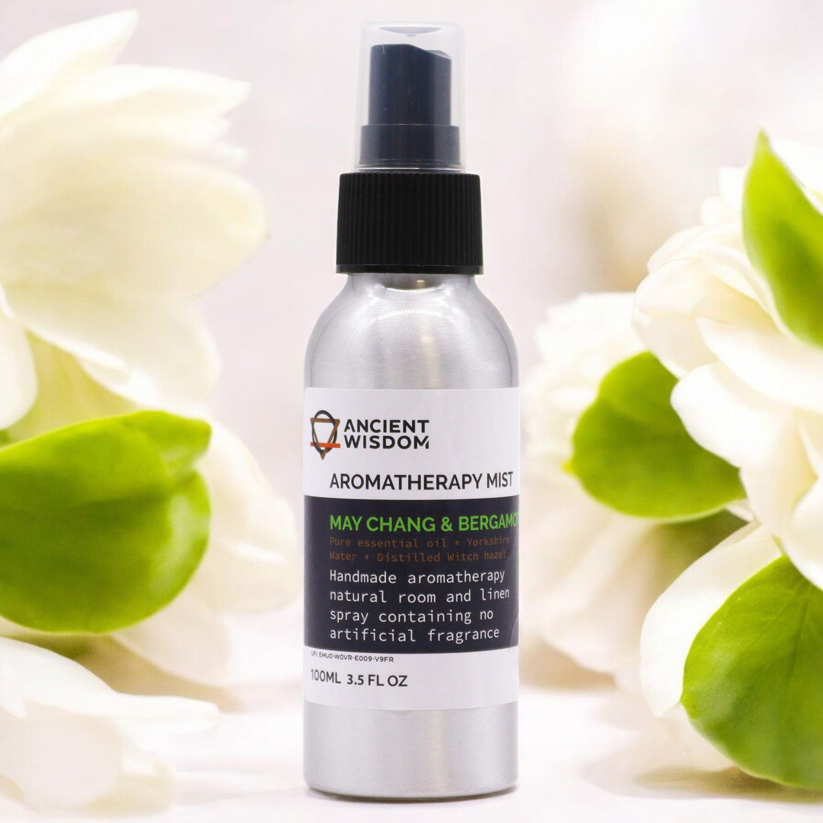 May Chang & Bergamot 100ml essential oil mist in aluminium spray bottle, alternate product view from Quintessential Holistic Health.