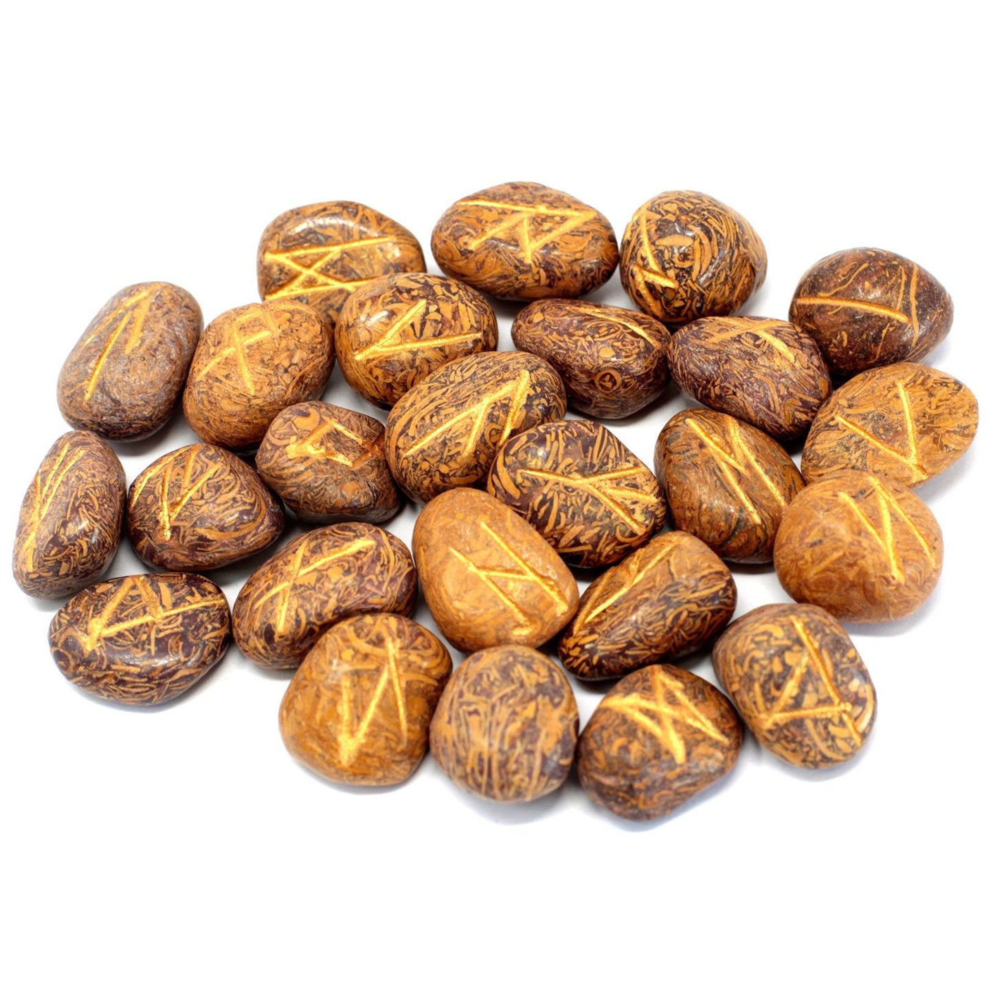 Rune Stone Set in a Pouch - Snakeskin Jasper Gemstones