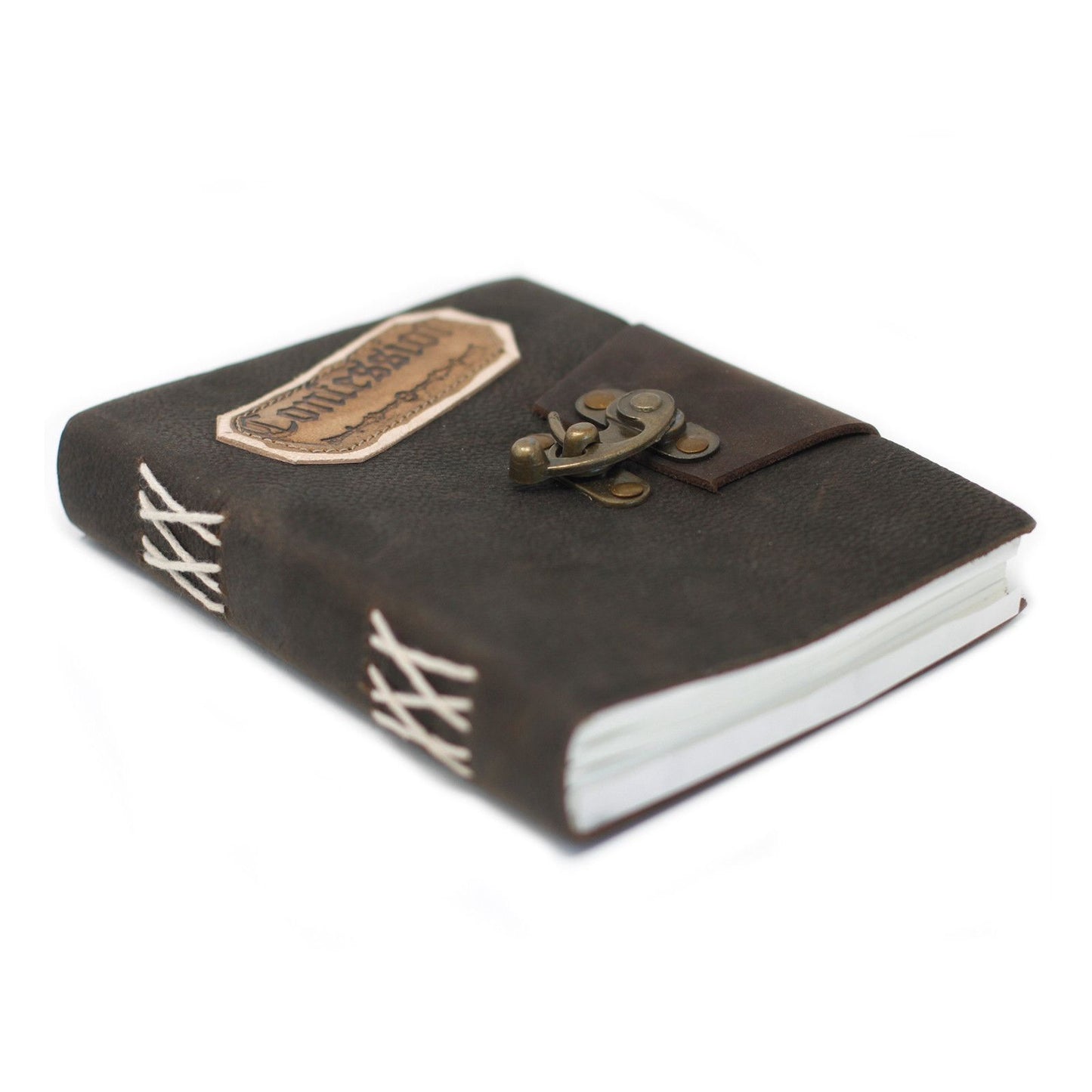 Handmade Leather-Bound Eco-Friendly Journal with Metal Clasp - Medium / Black / Confessions