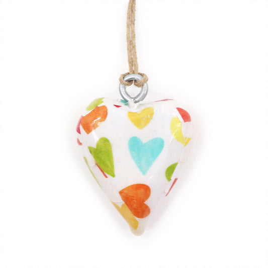 Handmade Wooden Decorative Hanging Heart - Small / Pastel Hearts