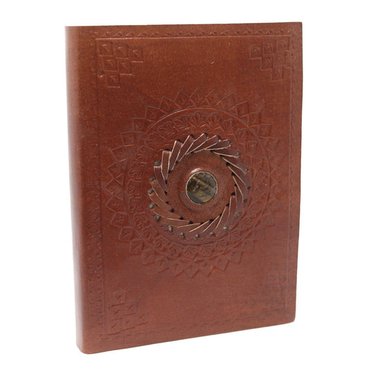 Handmade Leather-Bound Eco-Friendly Notebook - Medium / Brown / Tigers Eye