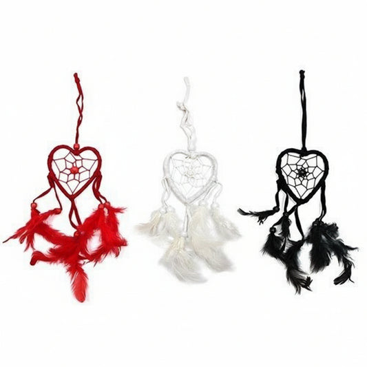 6 x Hand Crafted Dreamcatchers - Small / Heart / Red, White and Black