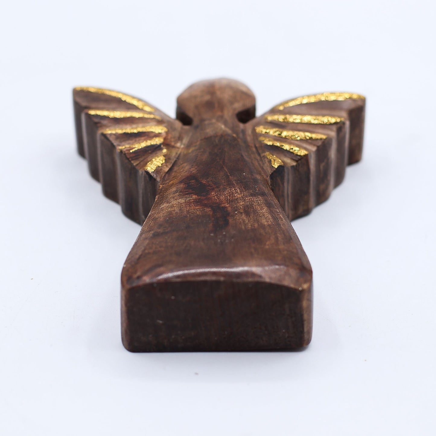 Hand Carved Mango Wooden Angel - Small / Gold Decor