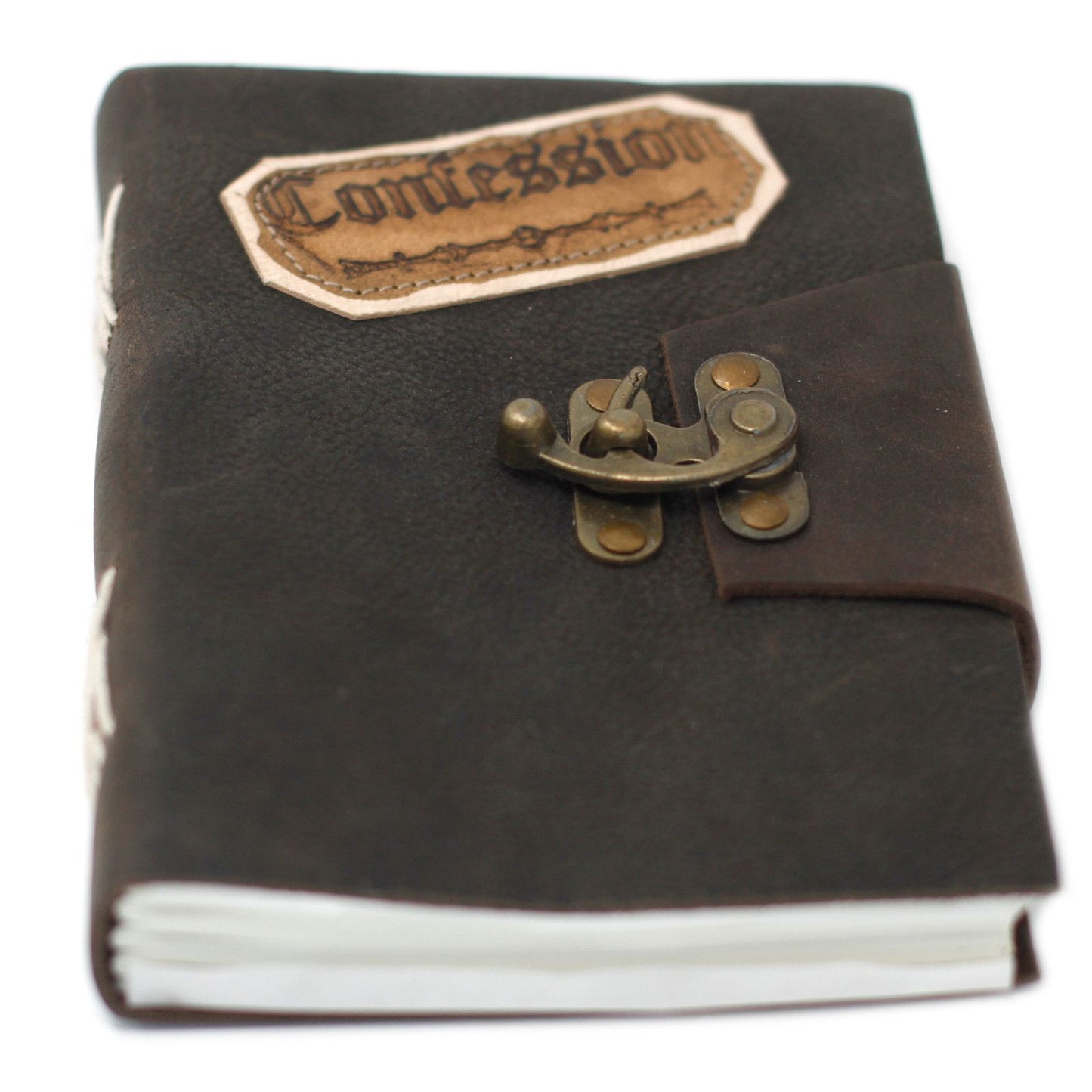 Handmade Leather-Bound Eco-Friendly Journal with Metal Clasp - Medium / Black / Confessions
