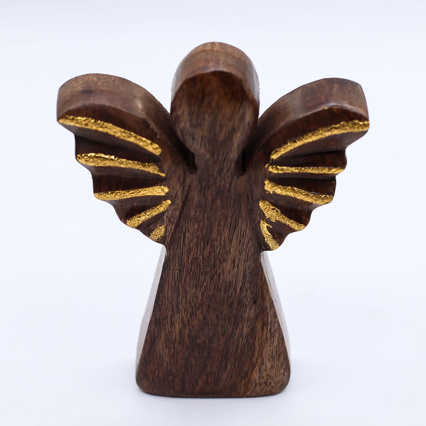 Hand Carved Mango Wooden Angel - Medium / Gold Decor