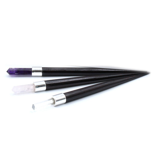 3 x Handmade Pointed Healing Wand Starter Kit - Rock Quartz, Rose Quartz and Amethyst Gemstones