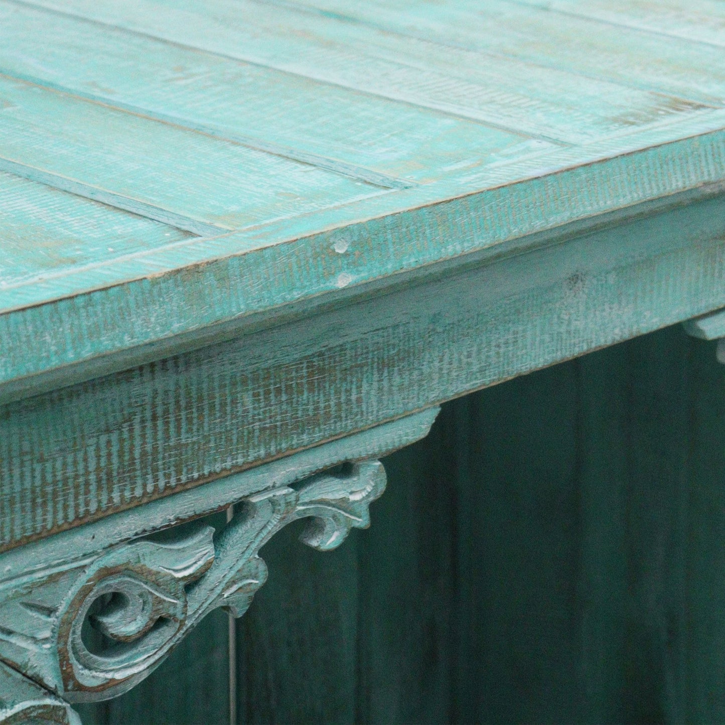 Hand Painted Albasia Wooden Bathroom Cabinet - Turquoisewash